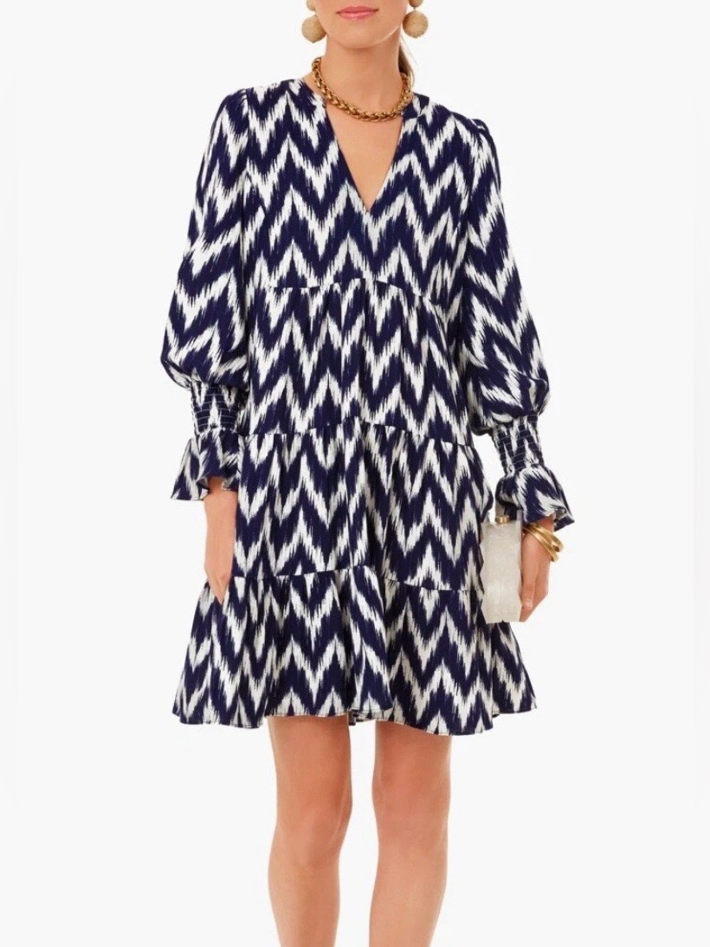 Tuckernuck Pomander Place Navy Ikat Kenzo Tiered Mini Dress X-Large